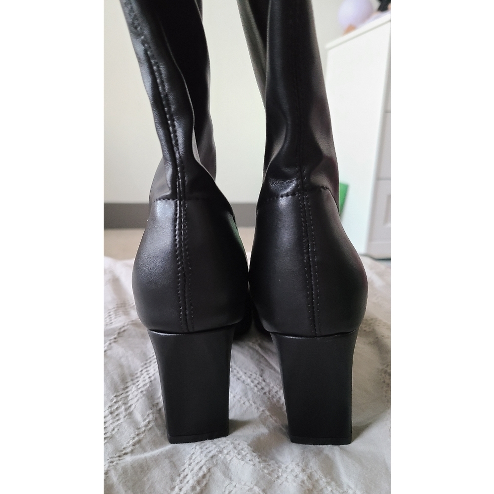 French Connection Faux Leather Over The Knee Square Toe Charli Boots - Picture 9 of 16